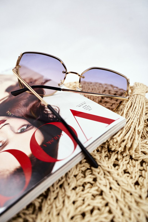 Okulary Przeciwsłoneczne Prius PRE-38 Złote Czarne Gradient Brokat