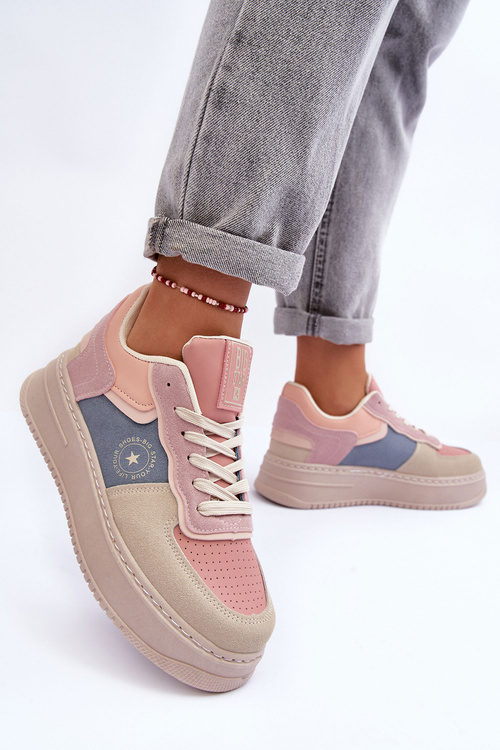 Buty Sportowe Damskie Big Star MM274233 Różowo-Beżowe