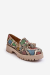 Damskie Skórzane Półbuty Frędzle Maciejka 05497-45 Multikolor