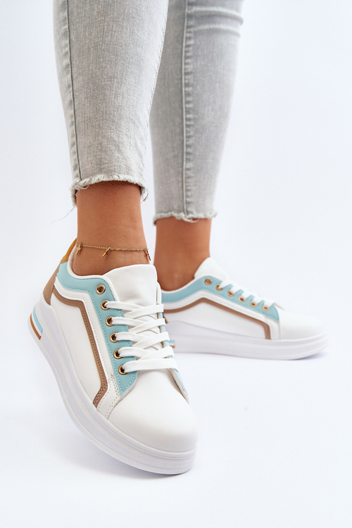 Sneakesy Damskie Z Brokatem Niebieskie Elnami