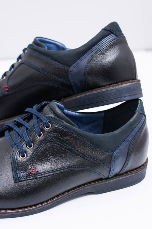 Nikopol Czarne Skórzane Męskie Półbuty Casual Jericho