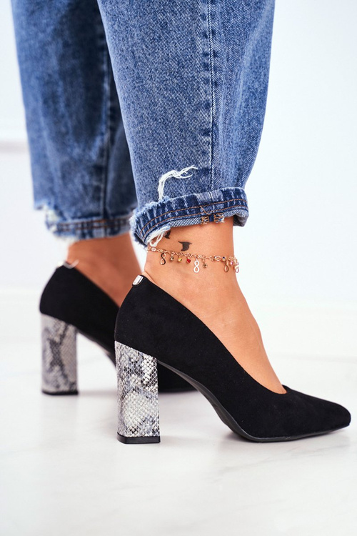 Czółenka Damskie Na Słupku Sergio Leone Czarne PB216