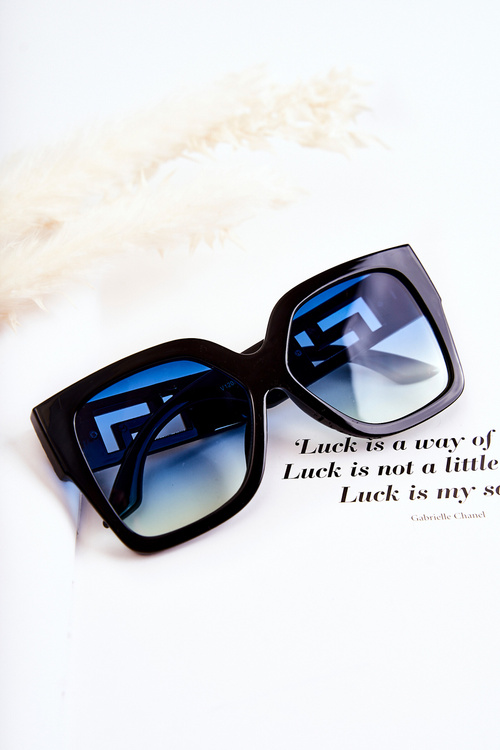 Damskie Modne Okulary Przeciwsłoneczne V120045 Czarno-Niebieskie