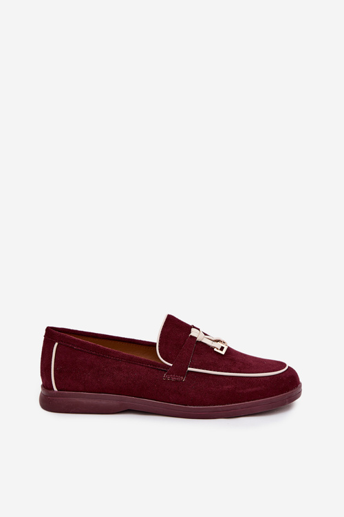 Mokasyny Loafersy Damskie Z Eko Zamszu Bordowe Darwen