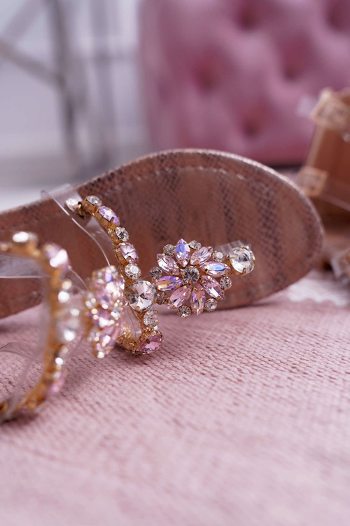 Sandały Damskie Płaskie Z Cyrkoniami Champagne Karra