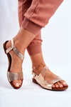 Damskie Sandały Laura Messi Skórzane 1116 Snake Złote Vollare