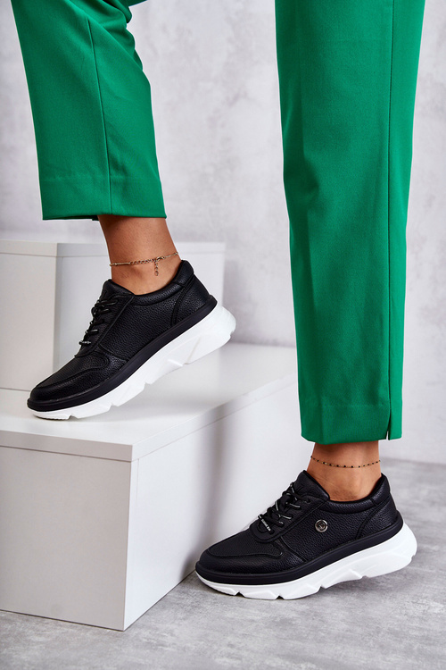 Damskie Skórzane Buty Sportowe Czarne Camrose