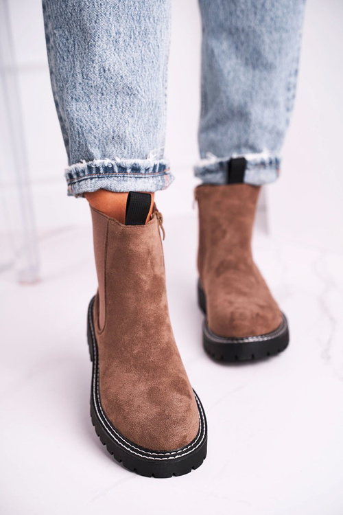 Damskie Botki Sztyblety Khaki Resist