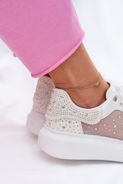 Zdobione Sneakersy Na Platformie GOE RR2N4003 Białe