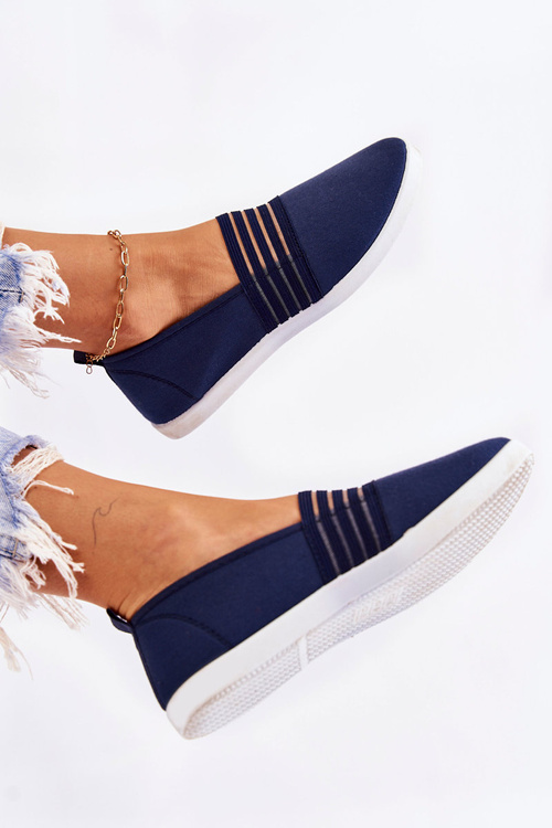 Damskie Tenisówki Materiałowe Slip-On Granatowe Lilis