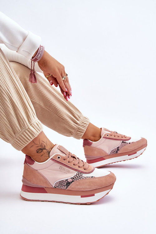 Modne Sneakersy Memory Foam System Big Star LL274366 Różowe