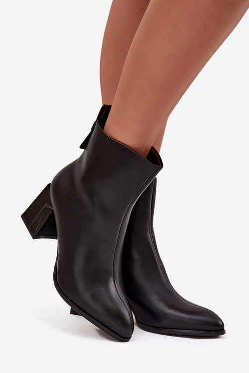 Ocieplane Botki Na Słupku Z Naturalnej Skóry Vinceza 66812 Czarne