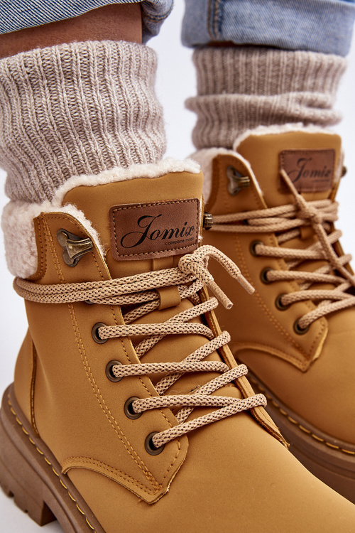 Trapery Damskie Skórzane Z Kożuchem Camel Lynnvia