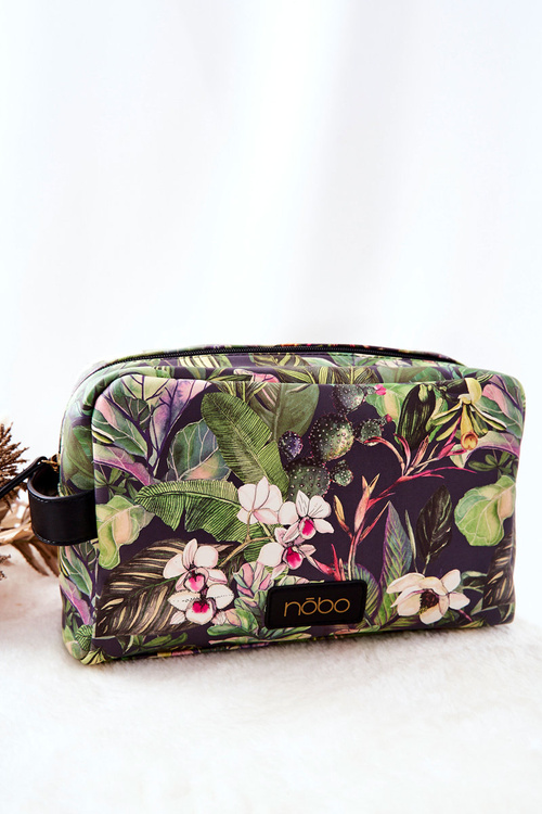 Duża Kosmetyczka NOBO L0030-CM08 Czarno-Zielona