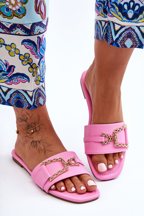 Damskie Klasyczne Klapki Z Ozdobą Różowe Impressive