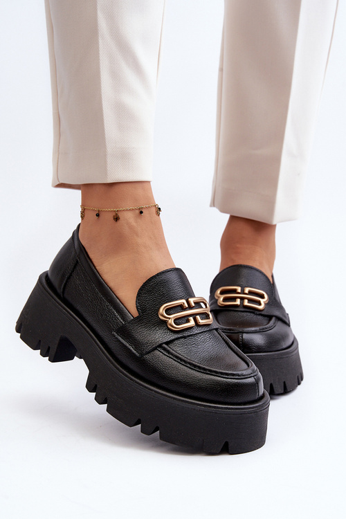 Zazoo 20164 Damskie Loafersy Ze Skóry Naturalnej Czarne