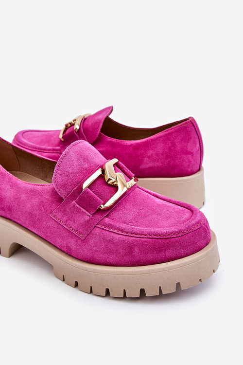 Modne Zamszowe Półbuty Loafery Fuksja Lemar Rayhan