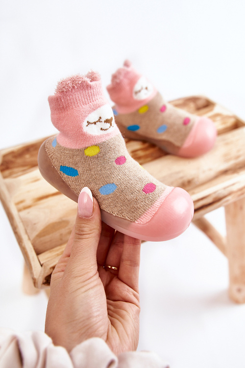 Dziecięce Papcie Niechodki Befado 002P019 Beżowo-Różowe