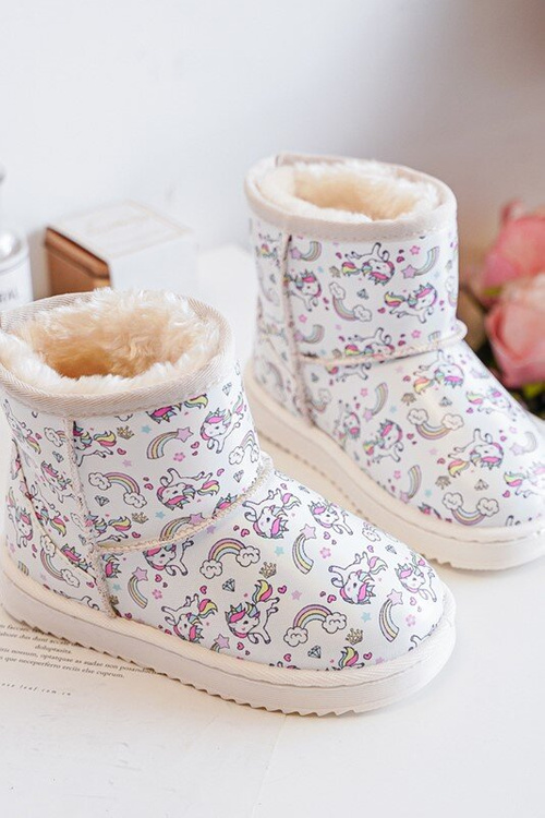 Botki Śniegowce Dziecięce Wzorzyste Beżowe Elenet