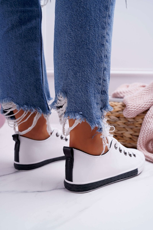 Trampki Damskie Białe Czarny Pasek Nigrid2