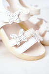 Dziecięce Sandały Z Motylkami Na Rzep Białe Malvika