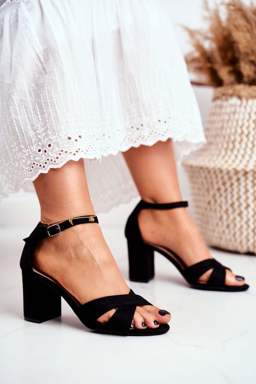 Sandały Damskie Zamszowe Czarne Lady Milion