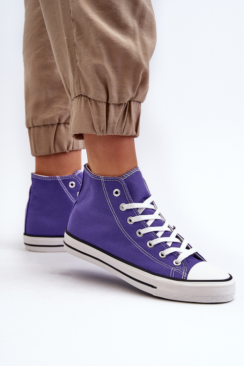 Damskie Trampki Klasyczne Wysokie Fioletowe Remos