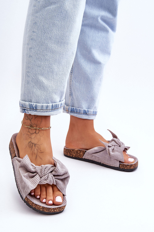 Sztruksowe Klapki Na Korku Szare Summertime