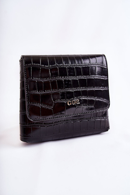 Skórzana Mała Torebka Listonoszka GOE ZNJ034 Czarna