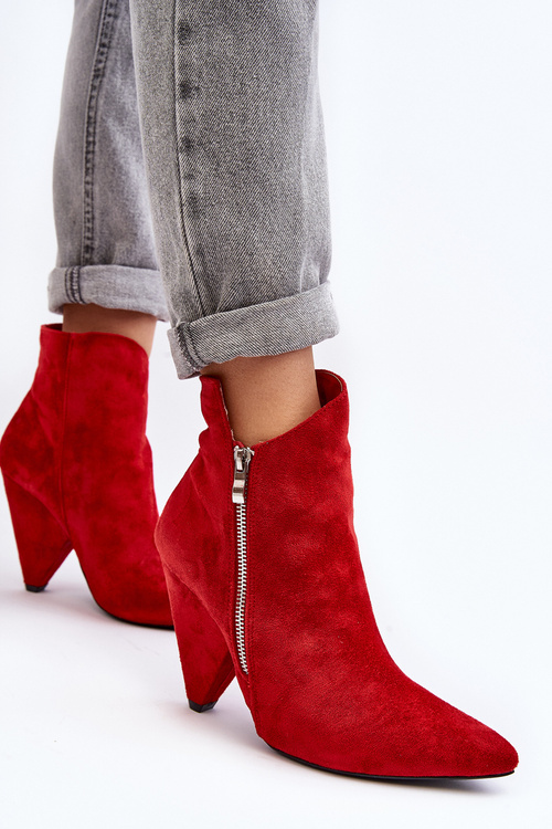 Asymetryczne Botki Na Obcasie Lu Boo Czerwone