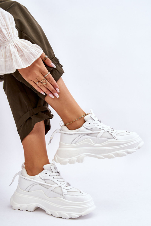 Buty Sportowe Na Masywnej Platformie GOE LL2N4029 Białe