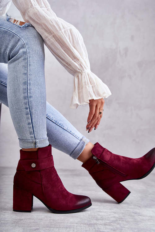 Damskie Zamszowe Botki La.Fi 260041WI-SU Czerwone