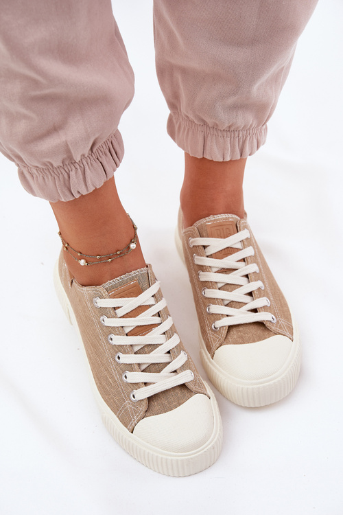 Materiałowe Trampki Damskie Big Star RR274795 Beżowe