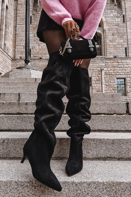 Wsuwane Kozaki Damskie Na Szpilce Czarne Ysolienne