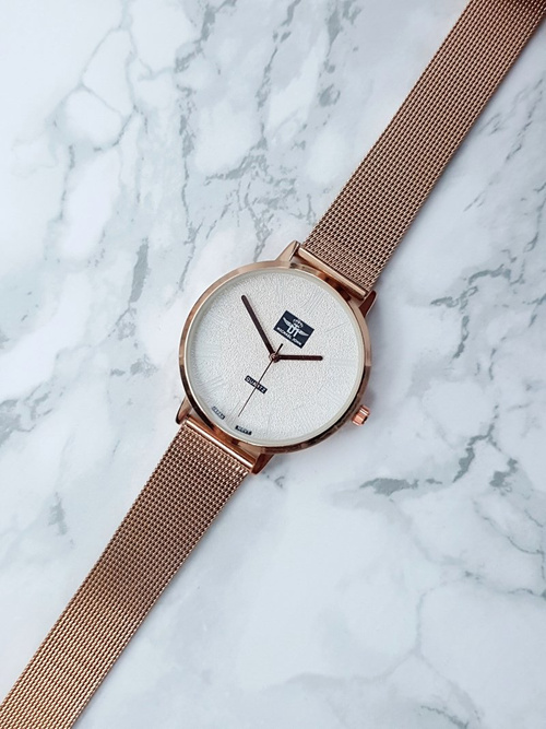 Damski Zegarek Michael John Elis Różowe Złoto / Biała Tarcza