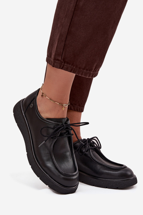 Skórzane Półbuty Damskie Maciejka K7189-01 Czarne