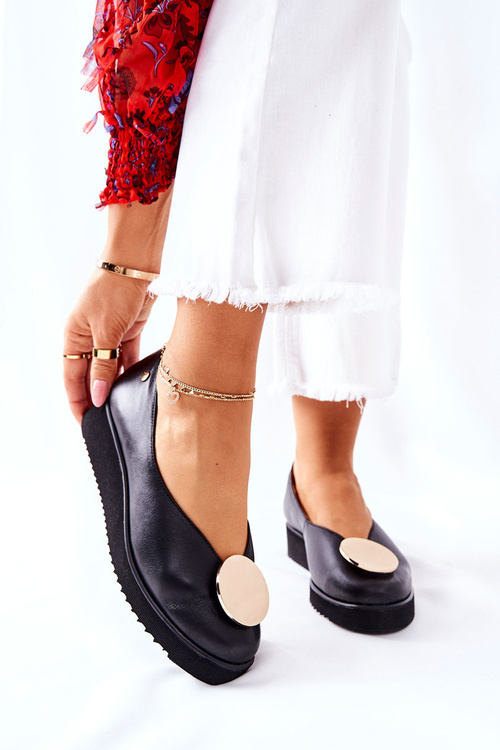 Półbuty Baleriny Na Platformie Maciejka Czarne 5315B-01