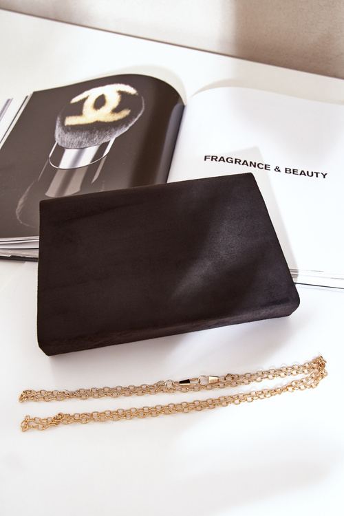 Torebka Kopertówka Z Ozdobnym Sercem Eko Zamszowa Czarna Evilinas