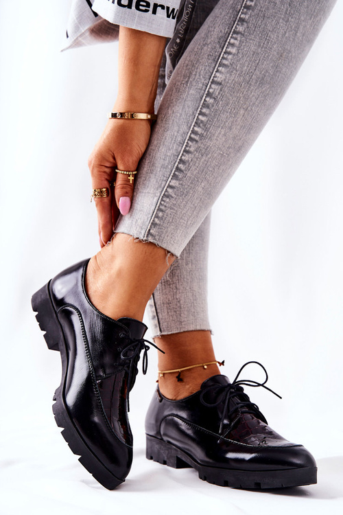 Skórzane Półbuty Monnari M73/1 Czarne