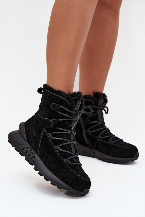 Zamszowe Śniegowce Damskie Z Futerkiem Big Star SS274319 Czarne