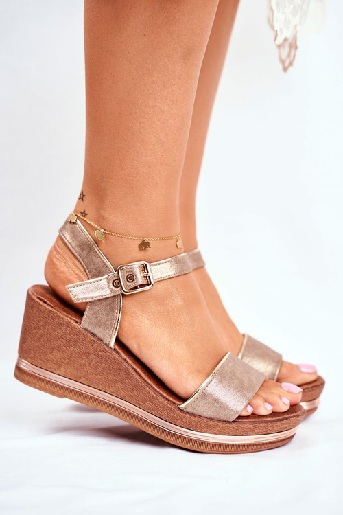 Sandały Damskie Na Koturnie Beżowe Monroe