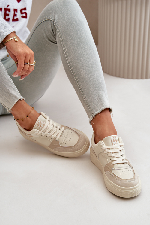 Damskie Niskie Sneakersy Z Eko Skóry Big Star OO274029 Beżowe