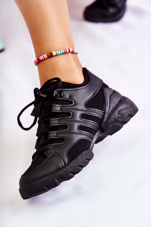 Damskie Sneakersy Sportowe Buty Czarne Azella
