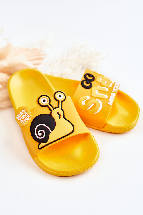 Lekkie Dziecięce Klapki Żółte Snail