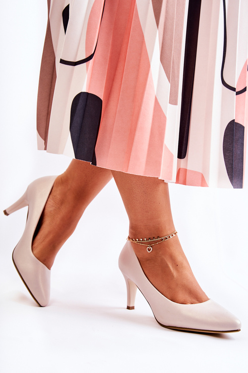 Damskie Klasyczne Czółenka Perłowe Beżowe Semprella