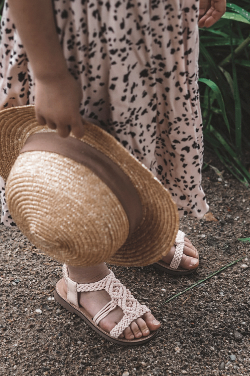 Dziecięce Plecione Wsuwane Sandały Różowe Tracy