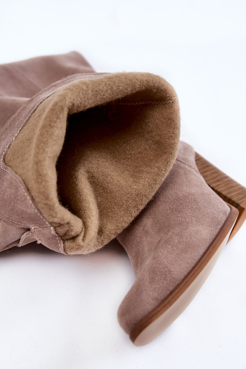 Damskie Zamszowe Kozaki Muszkieterki Lewski 2833 Szare