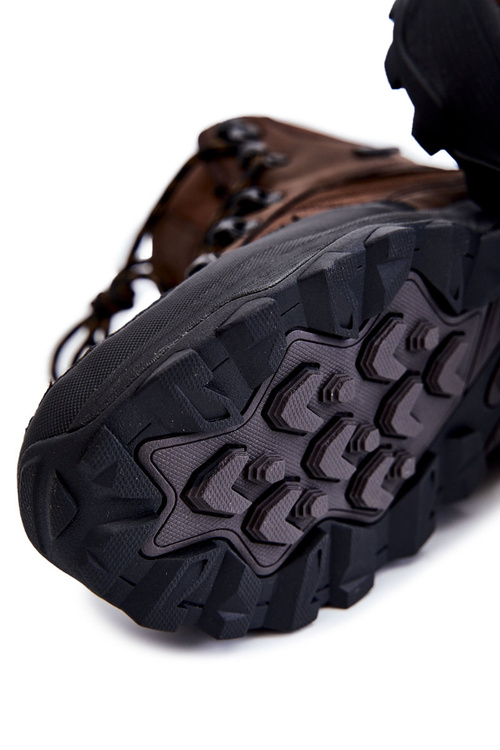 Męskie Buty Trekkingowe Ocieplane Cross Jeans KK1R4019C Ciemnobrązowe