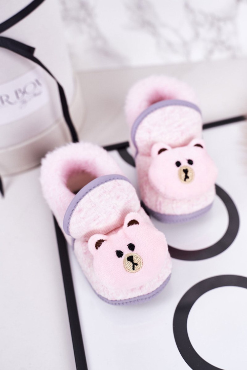 Dziecięce Papcie Na Gumce Z Misiem Różowe Pooh