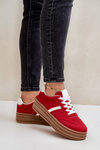 Sneakersy Damskie Na Platformie Czerwone Dravinnia
